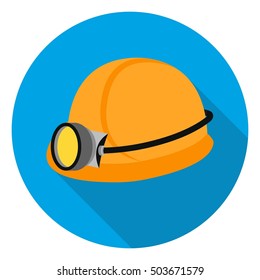 Miner's helmet icon in flat style isolated on white background. Mine symbol stock vector illustration.