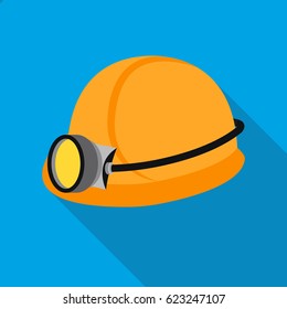 Miner's helmet icon in flat style isolated on white background. Mine symbol stock vector illustration.