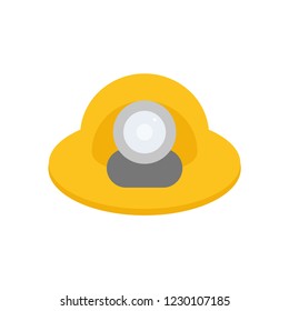 Miners helmet with a lamp. Helmet. Vector illustration. EPS 10.