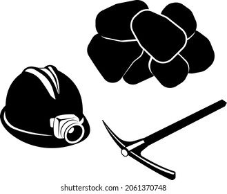 A miner's helmet. Tools for coal mining. Vector image isolated on a white background.