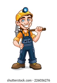 Miners Posing Pickaxe On His Shoulder Stock Vector (Royalty Free ...