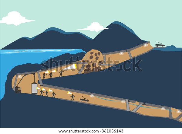 Miners Trapped Underground Below Sea Level Stock Vector Royalty Free