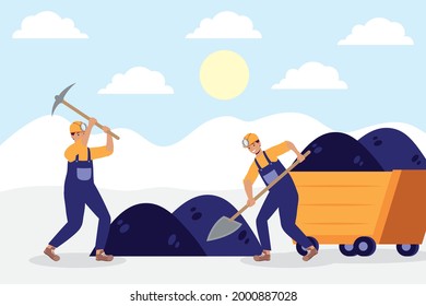 mineros trabajando en personajes de minas de carbón