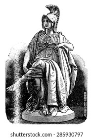 Minerva Carrier-Belleuse, Sevres porcelain, vintage engraved illustration. Industrial encyclopedia E.-O. Lami - 1875.