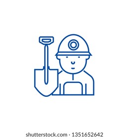 Miner,worker line icon concept. Miner,worker flat  vector symbol, sign, outline illustration.