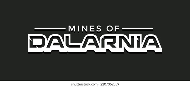 Mines of Dalarnia cryptocurrency DAR token, Cryptocurrency logo on isolated background with text.