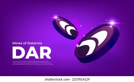 Mines of Dalarnia (DAR) coin cryptocurrency concept banner background.