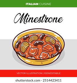 Minestrone italian cuisine vector illustration