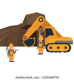 Ming cave with workers and backhoe