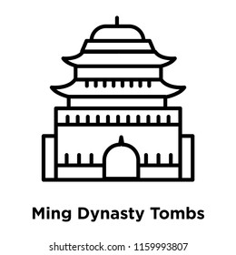 Ming Dynasty Tombs icon vector isolated on white background, Ming Dynasty Tombs transparent sign , line or linear sign, element design in outline style