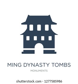 ming dynasty tombs icon vector on white background, ming dynasty tombs trendy filled icons from Monuments collection, ming dynasty tombs vector illustration