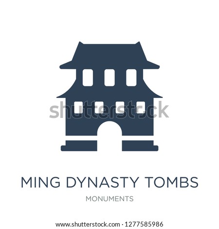 ming dynasty tombs icon vector on white background, ming dynasty tombs trendy filled icons from Monuments collection, ming dynasty tombs vector illustration