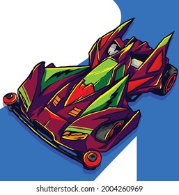 mini 4WD ilustración de coche para afiche de diseño de camisetas y mercancías