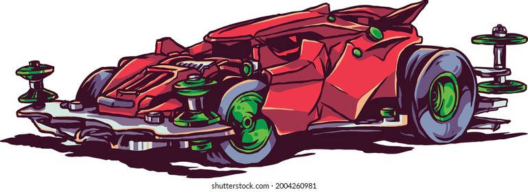 mini 4WD car illustration for t-shirt and merchandise design poster