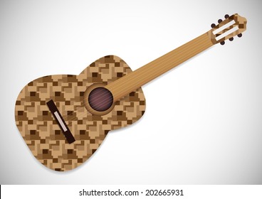 Mini Acoustic Guitar on White Background