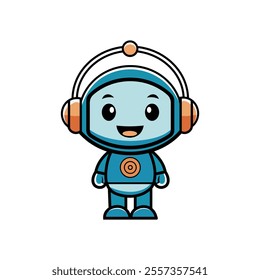 Mini Ai Robot vector, Intelligent AI Assistant Vector Illustration