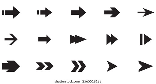 Mini Arrows set icons for web and mobile app. Arrow icon elements. flat vector collection. Modern and simple sing sets. Vector illustration. Arrows set vector collection. Arrow icon. Arrow. Cursor.