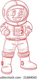 Mini Astronaut Sketch, Astronaut Hand Drawn. Astronaut Vector Illustration. Cute Astronaut Design