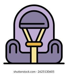 Mini baby car seat icon. Outline mini baby car seat vector icon color flat isolated