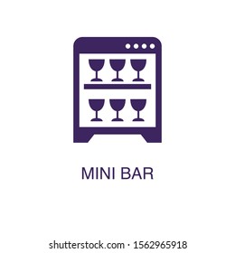 Mini bar element in flat simple style on white background. Mini bar icon, with text name concept template