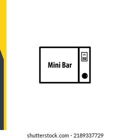 Mini Bar Or Fridge In The Room. Hotel And Hotel Service, Line Icon Vector. Web Icons