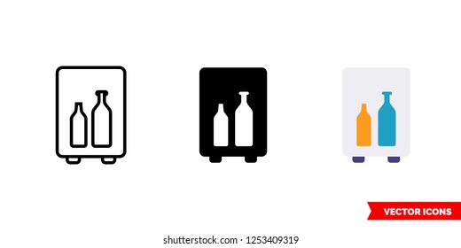 Mini bar icon of 3 types: color, black and white, outline. Isolated vector sign symbol.