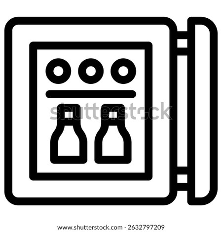 mini bar icon Black and white outline vector
