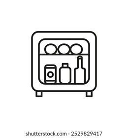 Minibar Symbol flache Linie Symbol gesetzt.