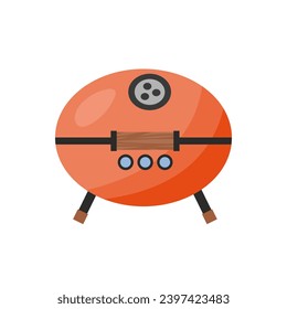 Mini barbecue grill equipment. Vector portable barbecue grill clipart