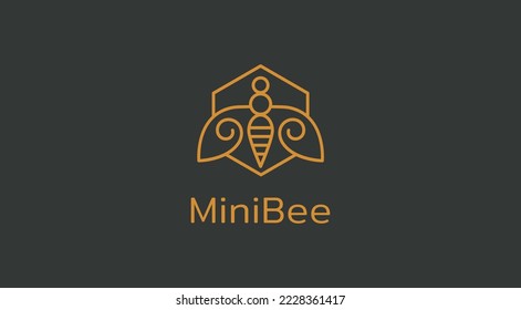 Mini bee vector logo. Honey Bee animals logo vector