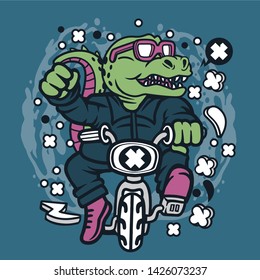 Mini Bike Trex Cartoon Character