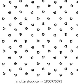 mini black heart on white background.seamless pattern of cute heart .