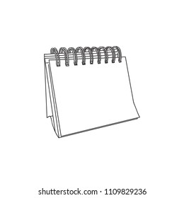 Mini Blank White Calendar in Line Art, Calender Bind with Rings, and Blank Page with No Number or Even Months, One Desk Mini Calendar Line Art