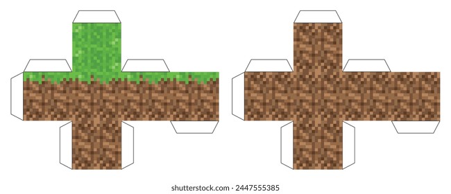 Mini block of paper mud. Pixel background. Gaming background concept. Vector illustration