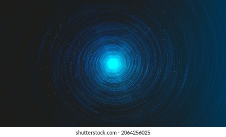 Mini Blue Light Spiral Black Hole on Galaxy Background.planet and physics concept design,vector illustration.