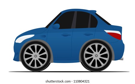 mini blue sport car, fast moving