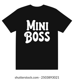 mini boss black t shirt fashion sticker vector illustration template design