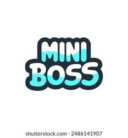 mini boss blue color tshirt fashion sticker vector illustration template design