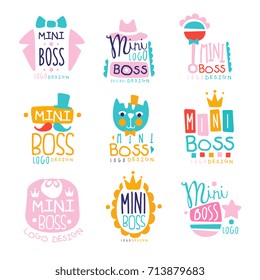 Mini boss logo original design colorful hand drawn vector Illustrations