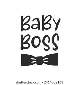 Mini-Chef stilisierte schwarze Tintenschrift. Typografie im Baby-Grunge-Stil mit Tintenfischen. Kinder drucken. Handgezeichnetes Poster, Dekoration, Bannerdesign