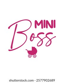 MINI BOSS. T-SHIRT DESIGN. PRINT TEMPLATE.TYPOGRAPHY VECTOR ILLUSTRATION.