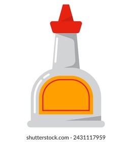 Mini bottle condiment with dispenser vector cartoon illustration isolated on a white background.