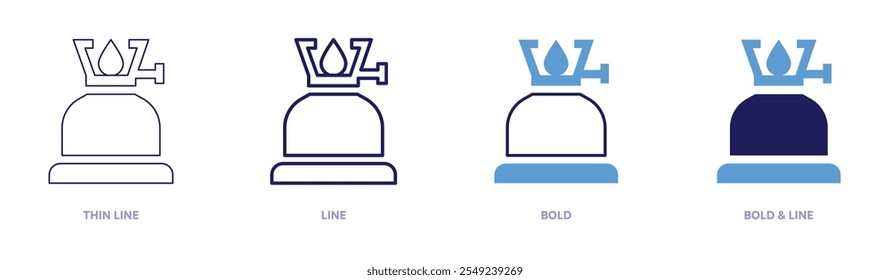 Mini bottle of gas icon in 4 different styles. Thin Line, Line, Bold, and Bold Line. Duotone style. Editable stroke.