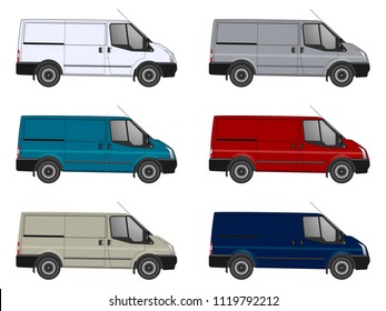 Mini bus, car van vector illustration template for car branding and advertising. Isolated city mini van on white. Vector car illustration. Passenger car bus, van vector, mini van, template blank bus.