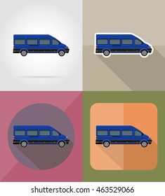 mini bus flat icons vector illustration isolated on background