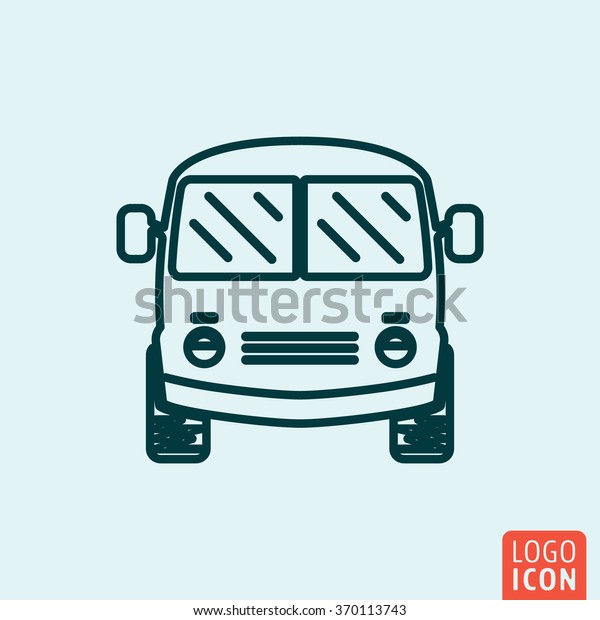 Mini\
bus Icon logo line flat design. Vector\
illustration.