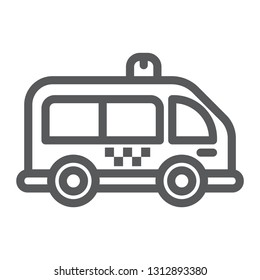 Mini bus line icon, automobile and car, minivan sign, vector graphics, a linear pattern on a white background, eps 10.
