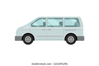 Mini bus for passengers. Airport service car. Automobile and transportation theme. Flat vector icon