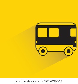 mini bus with shadow on yellow background