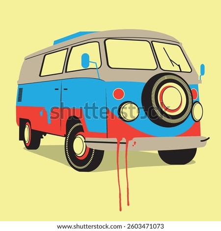 Mini bus van summer hippie transportation vehicle